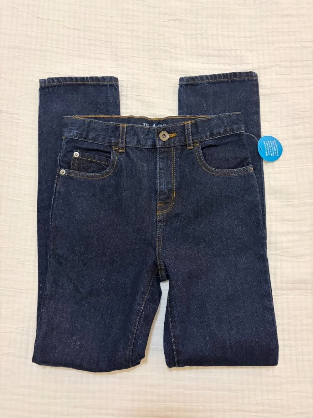 New The Childrens Place Pants Boys 12 Slim Blue Denim Dark Wash Skinny Jeans